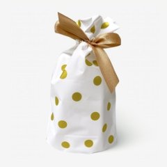Пакет для сладостей "Белый в золотой горошек" 17х14,5 см 