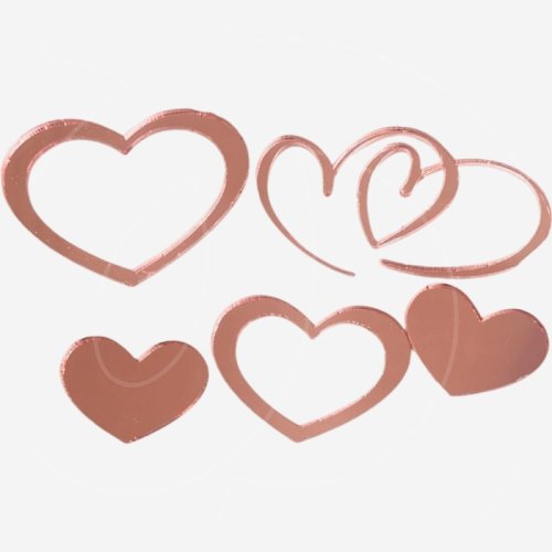 Набор топперов декоративных акриловых "Сердечки" Розовые 5 шт 