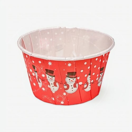 Капсула бумажная с подворотом D50 H40 "Снеговики" 1 шт Б-55 