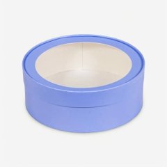 Коробка для сладостей с окном круглая лавандовая 20х7 см 70416