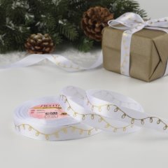 Лента для декора и упаковки "Новогодняя гирлянда" Белая 1,5 см 10324249