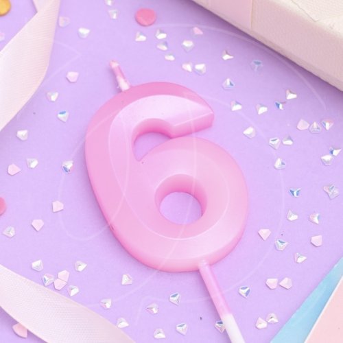 Свеча декоративная Цифра "6" Грань Розовый 10330401