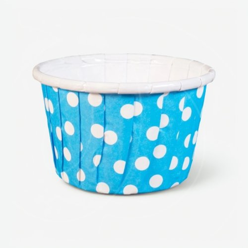 Капсула бумажная с подворотом Голубая в белый горошек D50 H40 1 шт Б-22