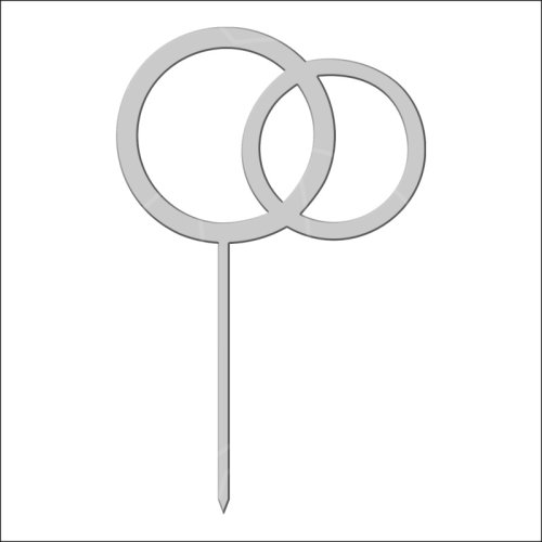 Топпер декоративный акриловый "Кольца на палочке" Серебро 8х7 см ТСК150