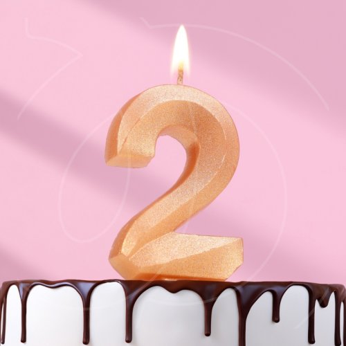 Свеча декоративная Цифра "2" Грань Золото 5928486