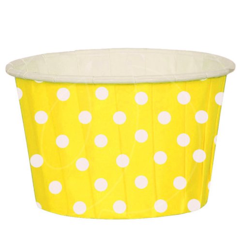 Капсула бумажная с подворотом Жёлтая в белый горошек D50 H40 1 шт Б-26