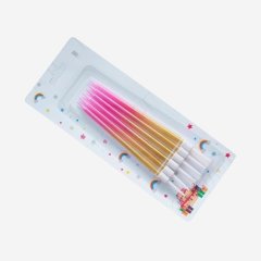 Свечи декоративные Розовый с золотом 16 см 6 шт Свеч-46	