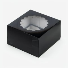 Коробка для сладостей с окном Чёрная 16х16х11 см 